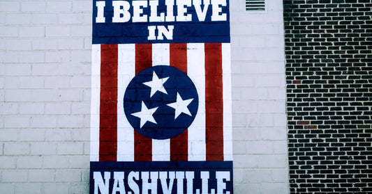 Flag with the words 'I Believe in Nashville' symbolizing local pride and support for the city